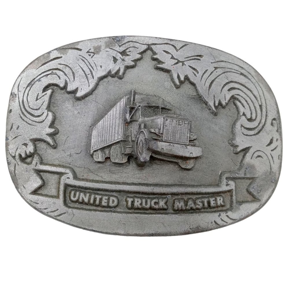 United Truck Master Belt Buckle Trucker Cowboy Vintage Western Rockabilly